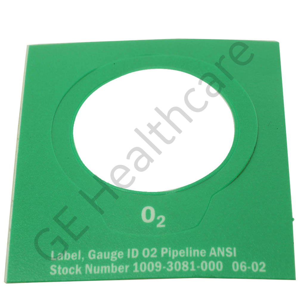 Label Gauge ID Green/White Oxygen Pipeline ANSI Label Gauge ID Green/White Oxygen Pipeline ANSI