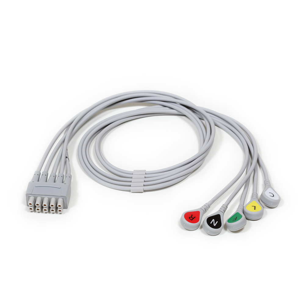 ECG 5-lead Leadwire Set, Grouped, Snap, IEC, 74cm (1/box) ECG 5-lead Leadwire Set, Grouped, Snap, IEC, 74cm (1/box)